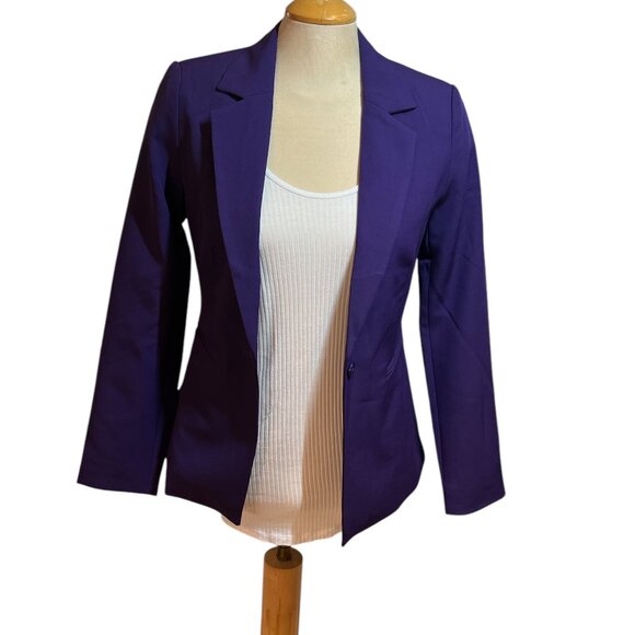 ICHI IHLEXI Blazer NEW Sz 34EU  Violet Indigo 1 Button Notched Lapel NWT - Picture 1 of 10